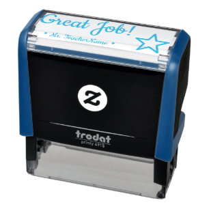 "Great Job!" + Custom Teacher Name Rubber Stamp