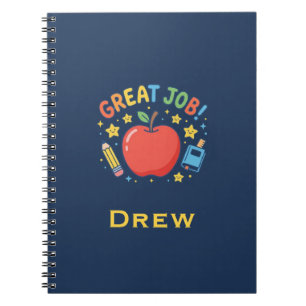 Great Job! Cute Red Apple Classroom Reward Notebook