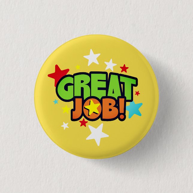 Great job employee recognition award button (Front)