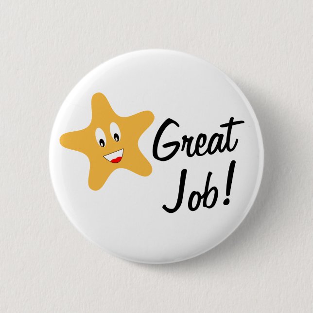 Great Job Gold Star 6 Cm Round Badge (Front)