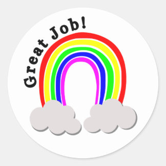 Great Job! Rainbow Design Classic Round Sticker