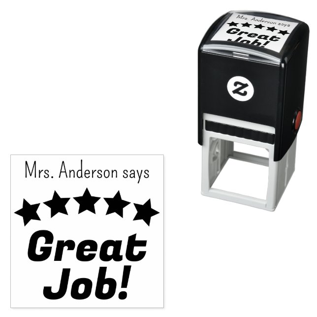 Great Job Stars Teacher's Personalised  Self-inking Stamp (In Situ)