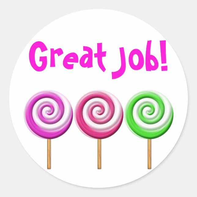 Great Job Swirled Lollipops Stickers (Front)