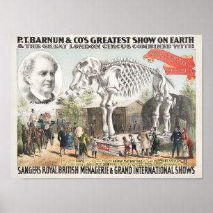 Great Jumbo’s Skeleton - P.T. Barnum Circus Poster
