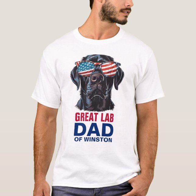 Great Labrador Dad 4th of July American Flag T-Shirt (Front)