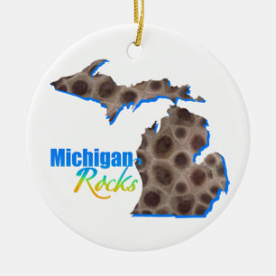 Great Lake state   Michigan rocks   Petoskey  Ceramic Ornament