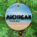 Great Lakes Beach Michigan Christmas Ceramic Ornament<br><div class="desc">Michigan Christmas Ceramic Ornament - This unique Christmas ornament is great for anyone from the great state of Michigan. - Our beautiful Christmas ornaments make a great gift. Once you see them, you just might want to keep one for yourself! - Personalised Family Ornament* - Newlywed Ornament* - New Home...</div>