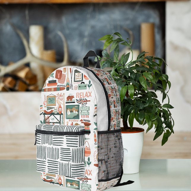 Great Lakes Camping Wilderness | Monogram Printed Backpack (Creator Uploaded)