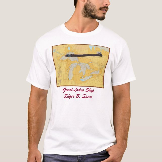 Great lakes Chart with Edger B. Speer T-Shirt (Front)