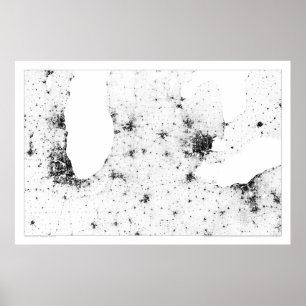 Great Lakes Cities Census Dotmap Poster