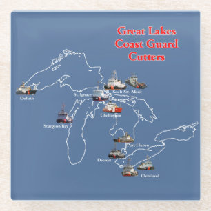 Great Lakes Coast Guard Cutters glass Coaster