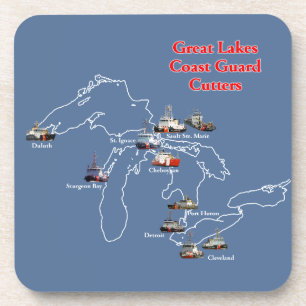 Great Lakes Coast Guard Cutters plastic coaster