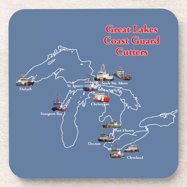 Great Lakes Coast Guard Cutters plastic coaster (Front)