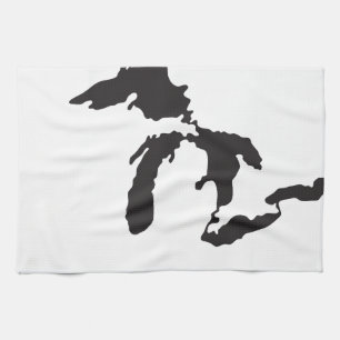 Great Lakes Custom Illustration Tea Towel