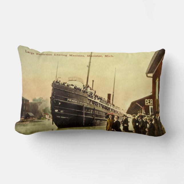 Great Lakes Excursion Ship at Manistee Michigan Lumbar Cushion (Front)
