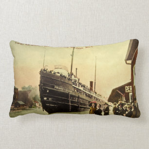 Great Lakes Excursion Ship at Manistee Michigan Lumbar Cushion
