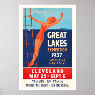 Great Lakes Exposition 1937 Cleveland Vintage Poster
