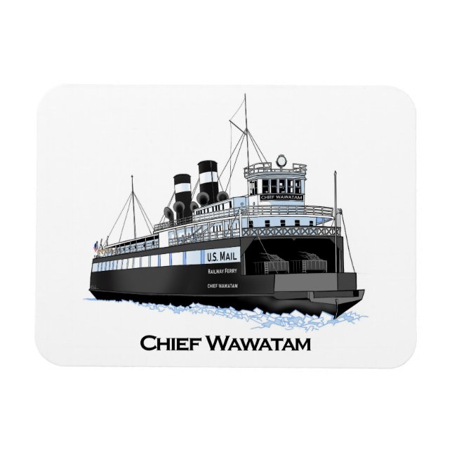 Great Lakes ferry Chief Wawatam breaking ice Magnet (Horizontal)