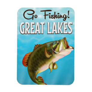 Great Lakes fishing vintage travel poster Magnet