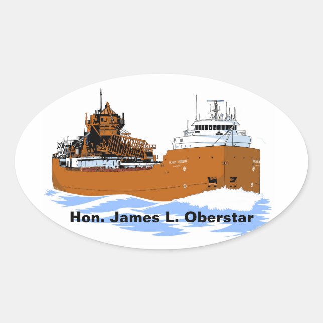 Great Lakes freighter Hon. James L. Oberstar Oval Sticker (Front)