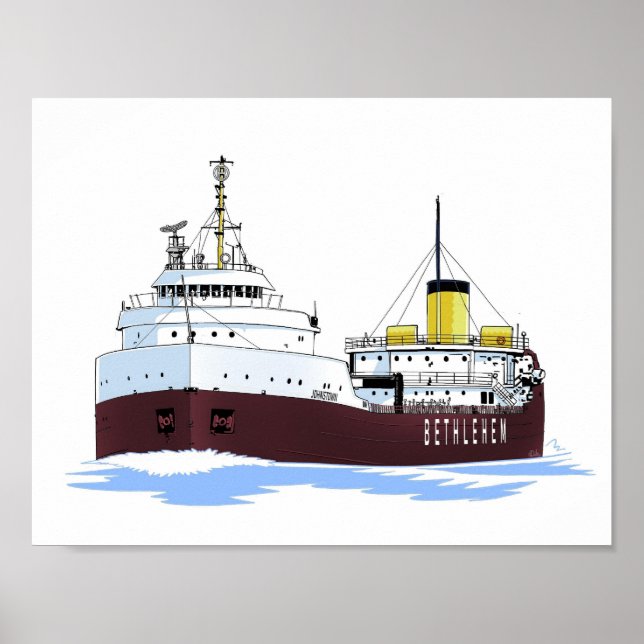 Great Lakes freighter Johnston (as built) Poster (Front)