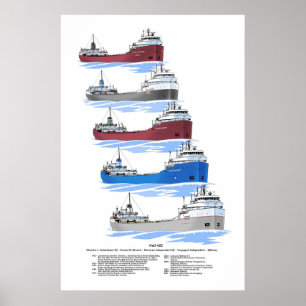 Great Lakes Freighter Ojibway History Poster