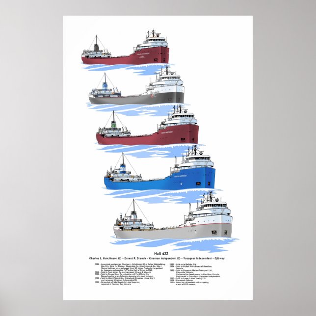 Great Lakes Freighter Ojibway History Poster (Front)