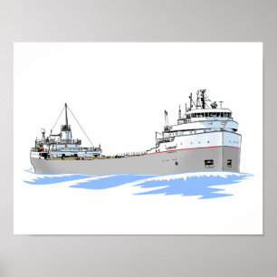 Great Lakes freighter Ojibway Poster