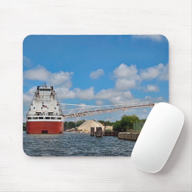 Great Lakes Freighter Unloading Stone Mouse Pad (With Mouse)