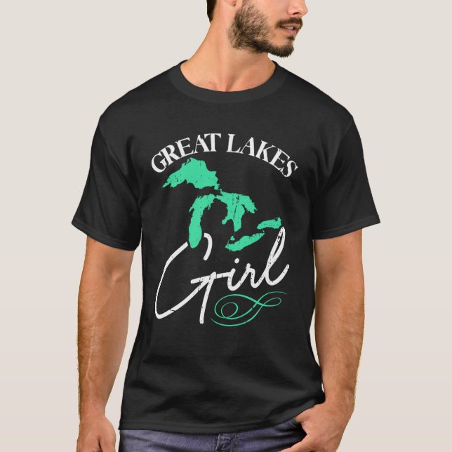 Great Lakes Girl Michigan Midwest Detroit Ladies S T-Shirt (Front)