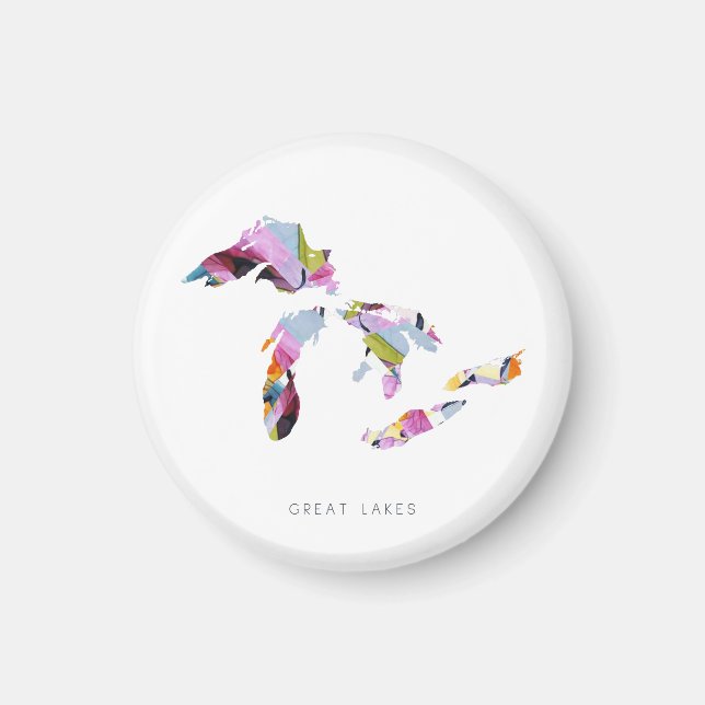 Great Lakes Minimalist Silhouette Map Magnet (Front)