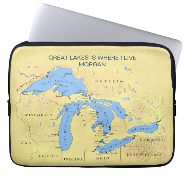 Great Lakes of North America Laptop Sleeve (Front)