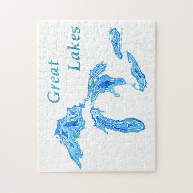 Great Lakes Puzzle created from original painting (Vertical)