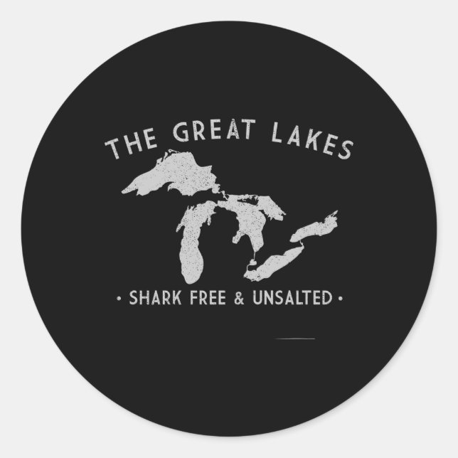 Great Lakes Shark Free And Unsalted Classic Round Sticker (Front)