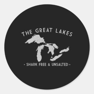 Great Lakes Shark Free And Unsalted Swea Classic Round Sticker