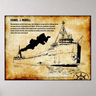 Great Lakes Shipwreck Series: Daniel J Morrell Poster
