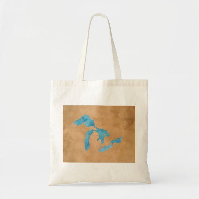Great Lakes silhouette map outline in watercolor Tote Bag (Front)