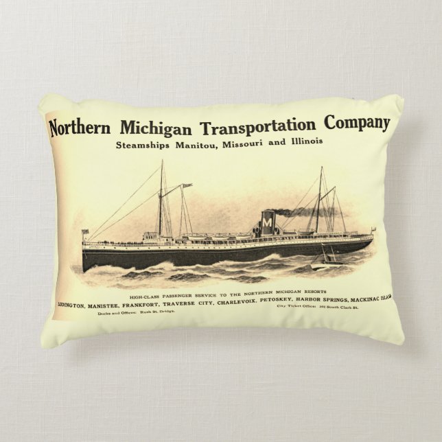 Great Lakes Steamship Company Lake Michigan ship Decorative Cushion (Front)