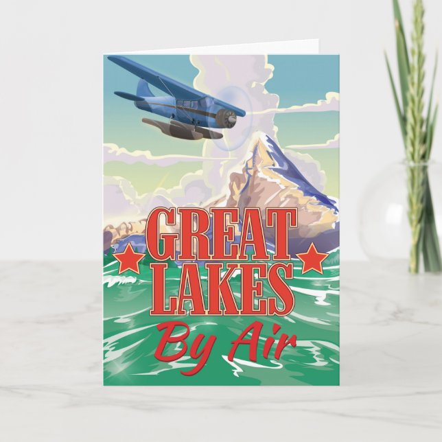 Great Lakes USA vintage travel poster. Holiday Card (Front)