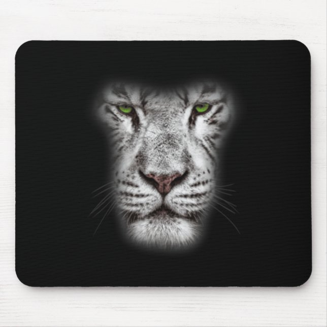 Great Lion Cat Face With Dark Green Eyes Crazy Art Mouse Pad (Front)