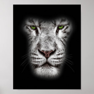 Great Lion Cat Face With Dark Green Eyes Crazy Art Poster