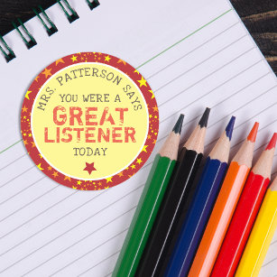 Great Listener   Personalised Teachers Classic Round Sticker