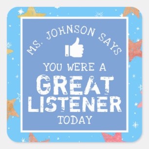 Great Listener   Personalised Teachers Square Sticker