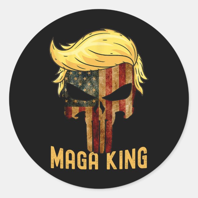 Great Maga King Shirt Donald Trump Skull  Classic Round Sticker (Front)