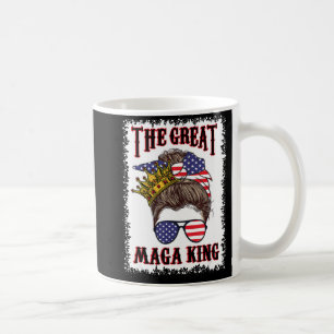 Great Maga king th Of July Messy Bun USA Flag for Coffee Mug