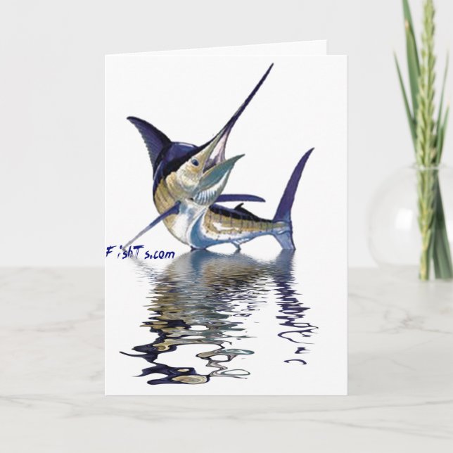 Great marlin with reflection in water card (Front)