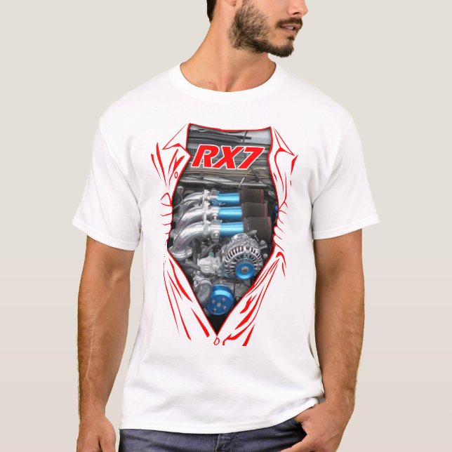 Great Mazda RX7 Rotary Engine Power Drag Racing Ca T-Shirt (Front)