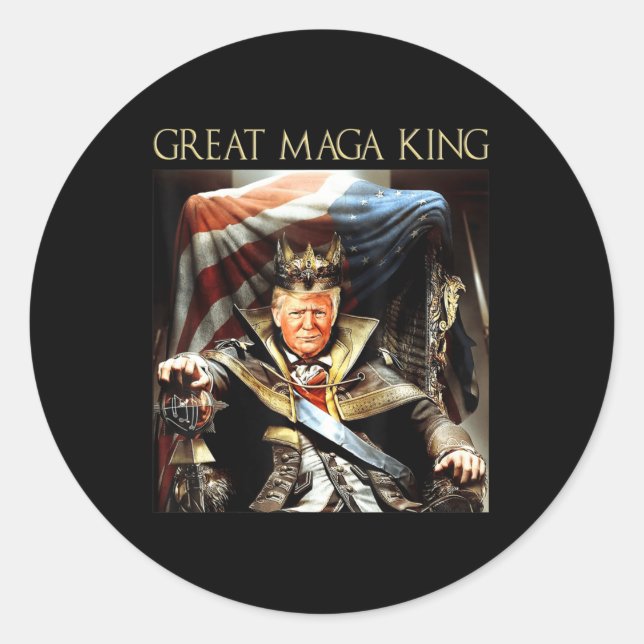 Great Mega King USA Flag Proud Ultra Maga Trump   Classic Round Sticker (Front)