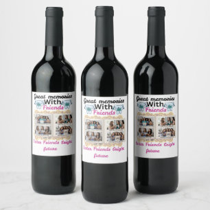 Great Memories with Friends Personalised Gift Cu Wine Label