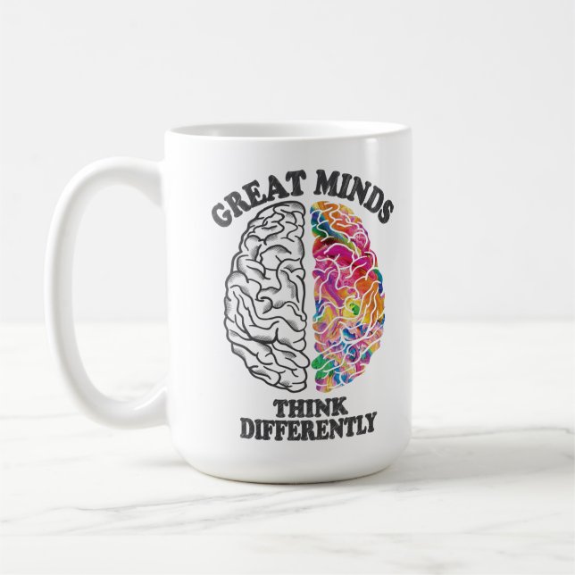 Great Minds Think Differently Brain Coffee Mug (Left)